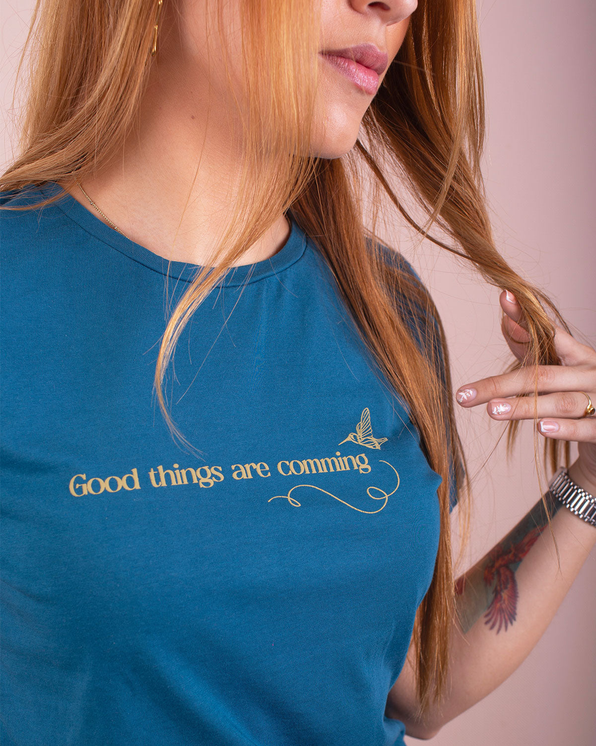 Camiseta petroleo estampada