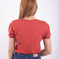 Camiseta terracota manga bombacha estampada