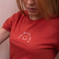 Camiseta terracota manga bombacha estampada